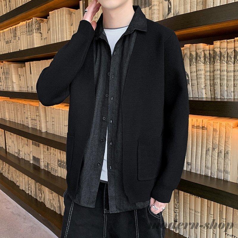 カーディガンメンズ秋 冬 春 ニットカーディガン アウター シャツ襟付き 前開き 重ね着風 トップス カジュアル Ghsxh14 5nmn52 モダンショップ 通販 Yahoo ショッピング