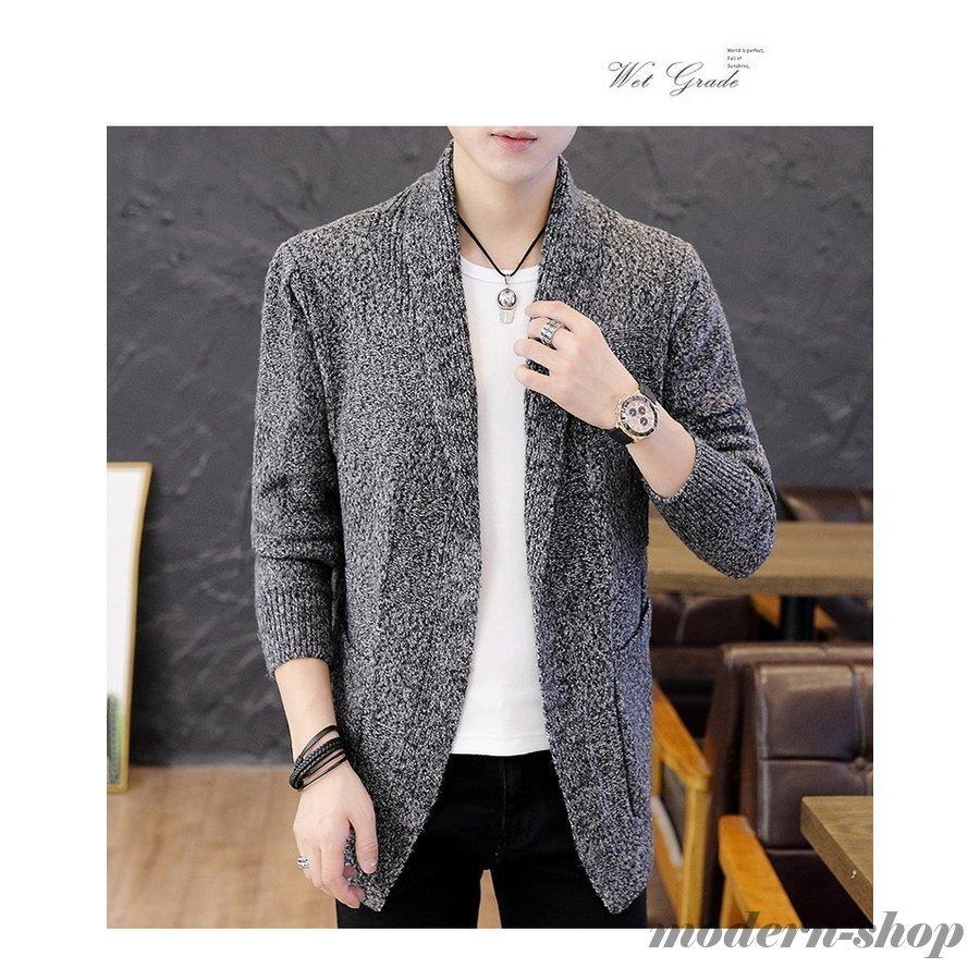 カーディガン メンズ ニット セーター ショールカラー ストレッチカット地ショールカーディガン Biz 日本未発売