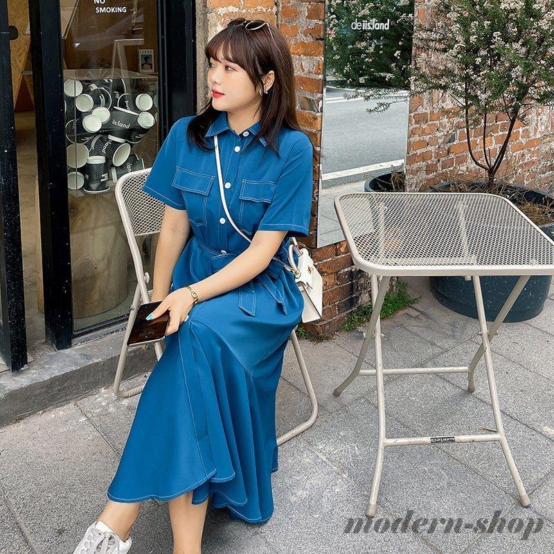 ロング丈 デニムワンピース 大きいサイズ ワンピース夏 ワンピース 代 30代 40代 前開き 通勤 通学 Ghsxh14 5nop17 モダンショップ 通販 Yahoo ショッピング