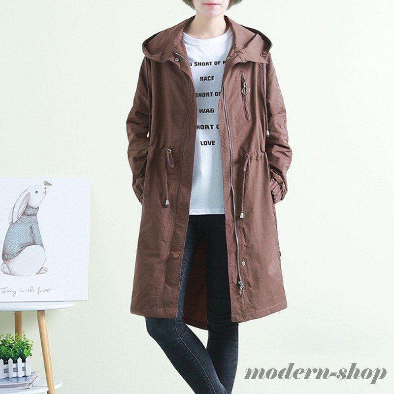モッズコート Aライン 大きいサイズ ロングコート フード付き 体型カバー 羽織り 秋 春 アウター スプリングコート レディース 新作人気