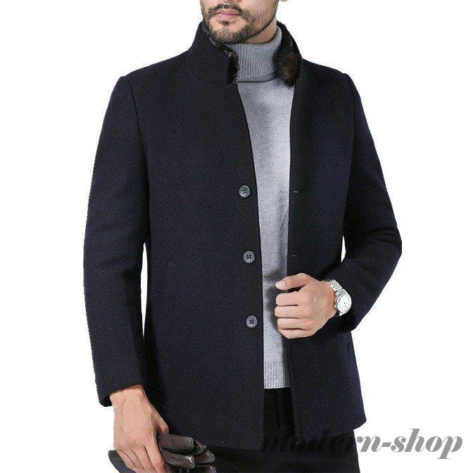 ステンカラーコートメンズ 立ち襟コートウール 起毛 ジャケット 防寒 ショートコート アウター あったか ビジネスコート ミドル丈 通勤 秋冬 Ghsxh14 K013 モダンショップ 通販 Yahoo ショッピング