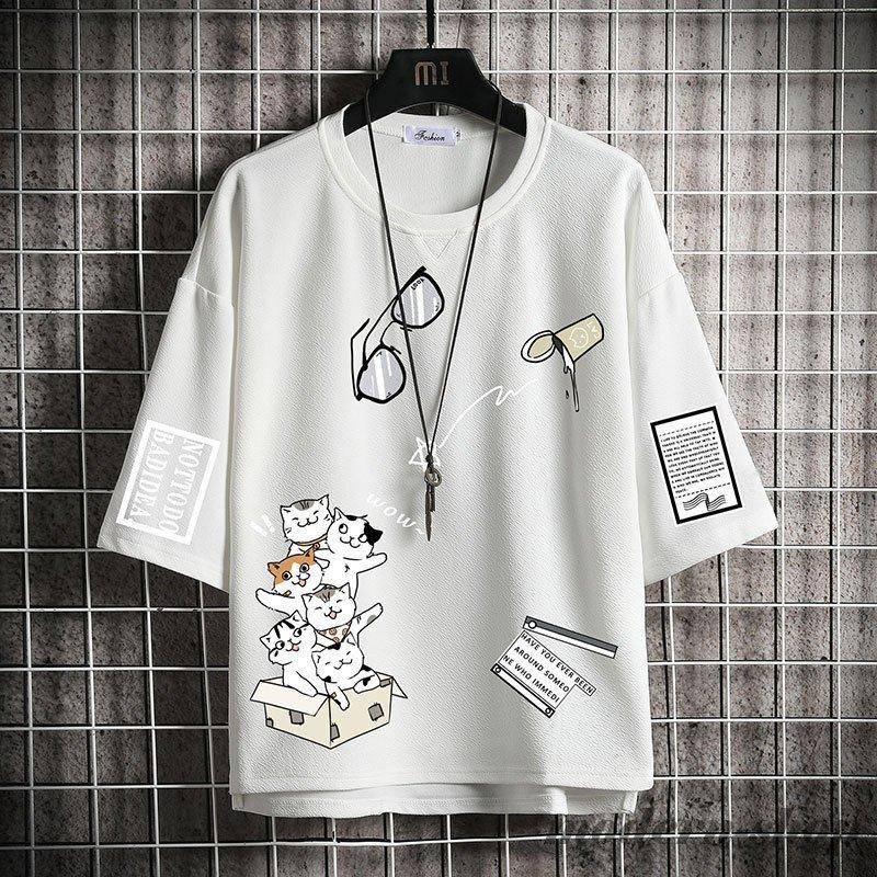 Tシャツ メンズ 七分袖tシャツ 猫柄 メガネ柄 半袖tシャツ 涼しい クルーネック カジュアル 大きいサイズ 春 夏 Ghsxh14 Mgt07 モダンショップ 通販 Yahoo ショッピング