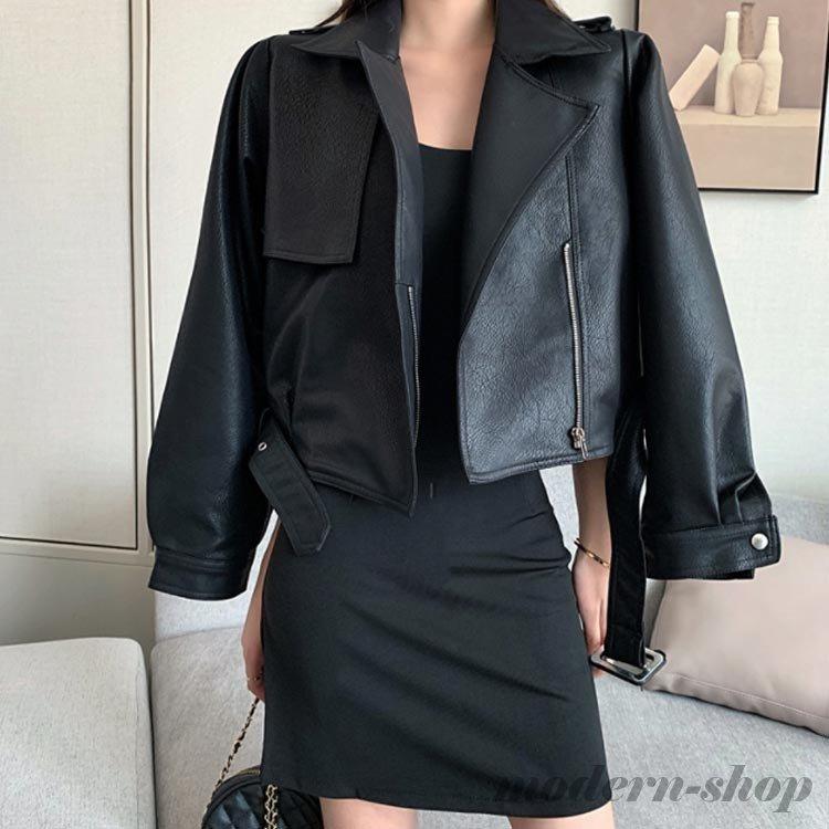 52 Off ライダースジャケット Puレザー レザージャケット レディース ジャンパー ブルゾン アウター 秋 冬 春 甘辛コーデ かっこいい ゆったり ベルト付 Justinlivesey Com