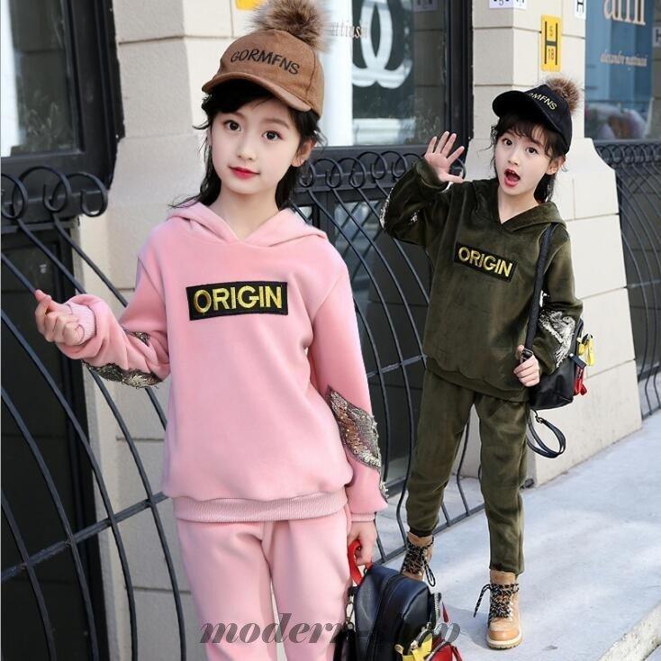 韓国子供服 女の子 セットアップ パーカー プリント パンツ 2点セット 