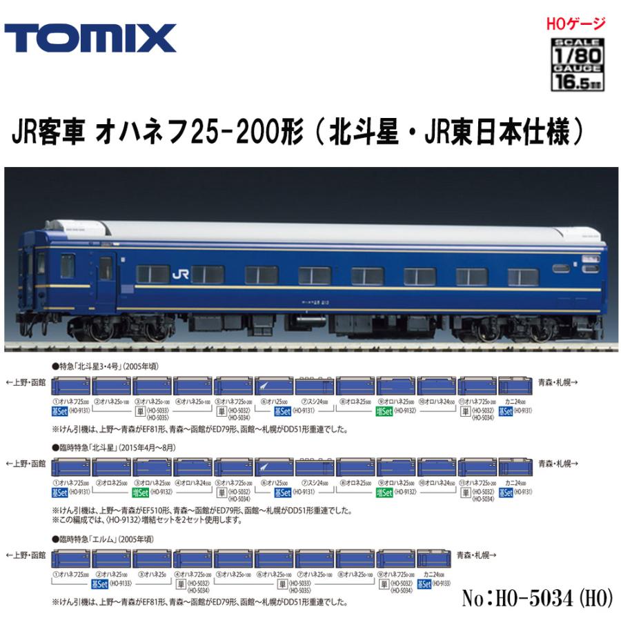 カトー（KATO） HO-5034 TOMIX JR オハネ フ25-200形 (北斗星・JR