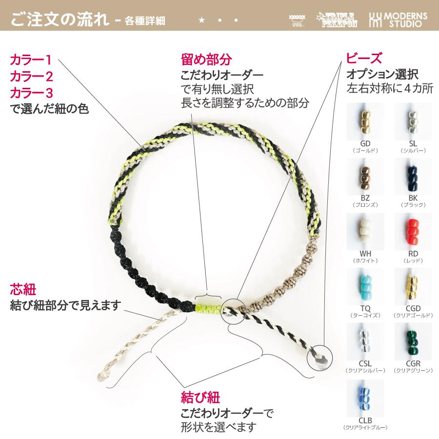 トリプルペケポン ミサンガ アンクレット 全38色 メンズ トリコロール