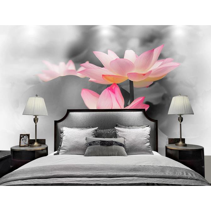 水彩ピンク ロータス サイズ大 壁紙 Moderntrend アート モダン 新品 綺麗 サイズ大 Moderntrend おしゃれ Au