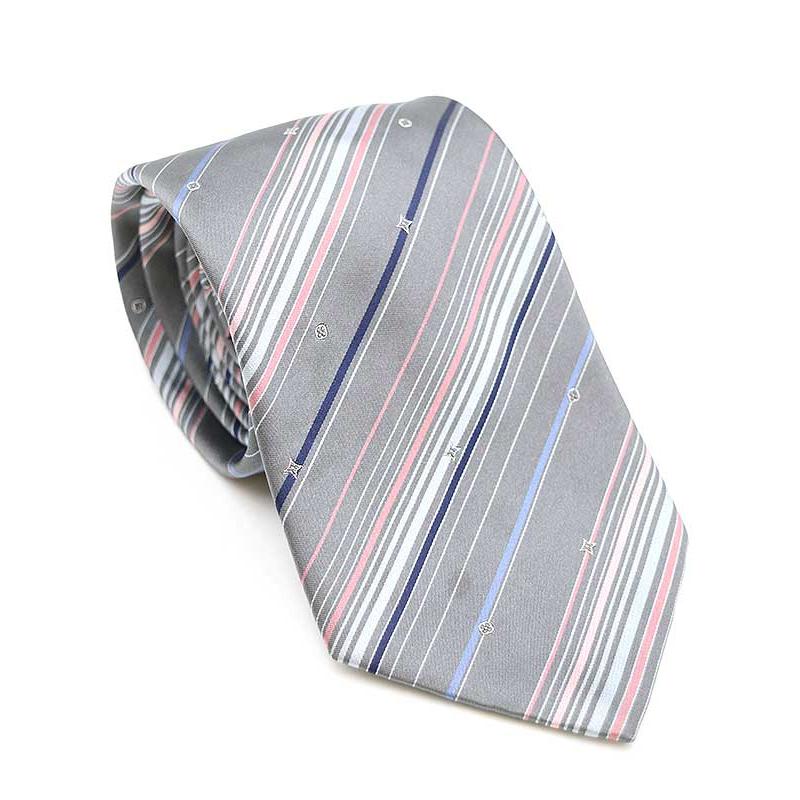 ルイ・ヴィトン モノグラム ストライプ ネクタイ ブラウン シルク