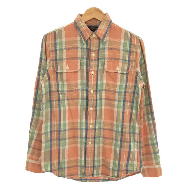 RRL ダブルアールエル チェック柄ネルシャツ オレンジ サイズ:S メンズ