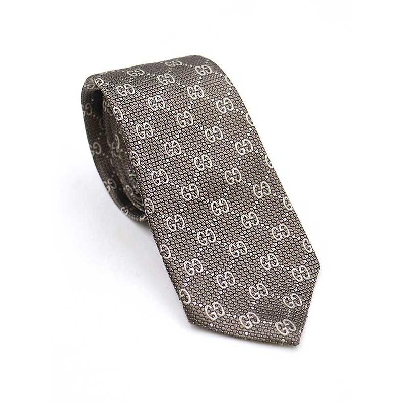 GUCCI グッチ GGジャガードネクタイ ブラウン系 【中古】 :1 GUCCI グッチ GGジャガードネクタイ ブラウン系 【中古】 :1