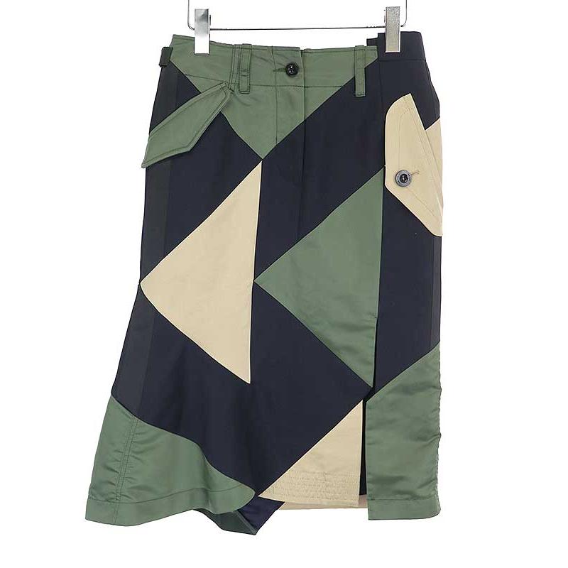 sacai × Hank Willis Thomas サカイ × ハンク・ウィリス・トーマス 21SS Solid Mix Skirt  パッチワークスカート :1-240001074434:MODESCAPE Yahoo!ショップ - 通販 - Yahoo!ショッピング