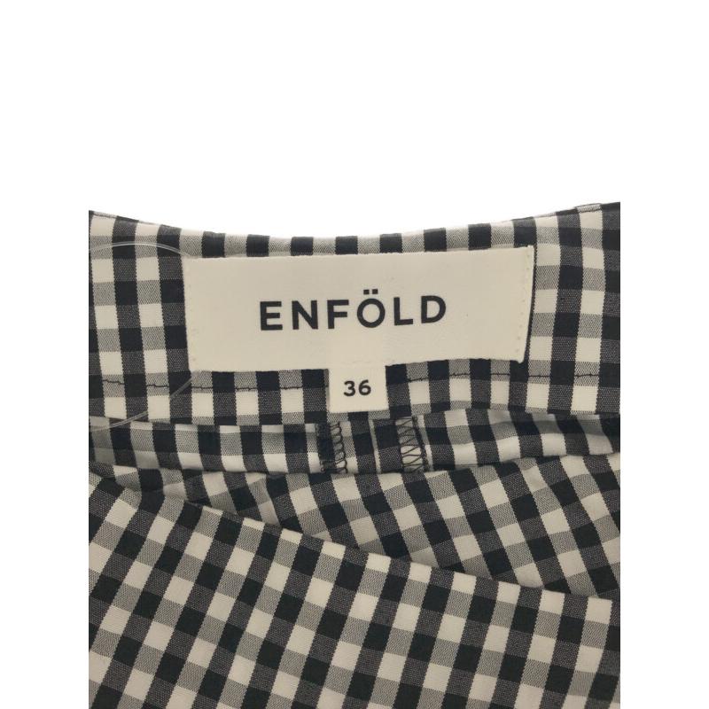 ENFOLD エンフォルド 19SS ギンガムチェックレイヤードパンツ ホワイト × ブラック サイズ:36 レディース :1