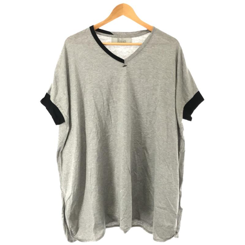 THE RERACS ザ リラクス VネックオーバーサイズTシャツ グレー サイズ