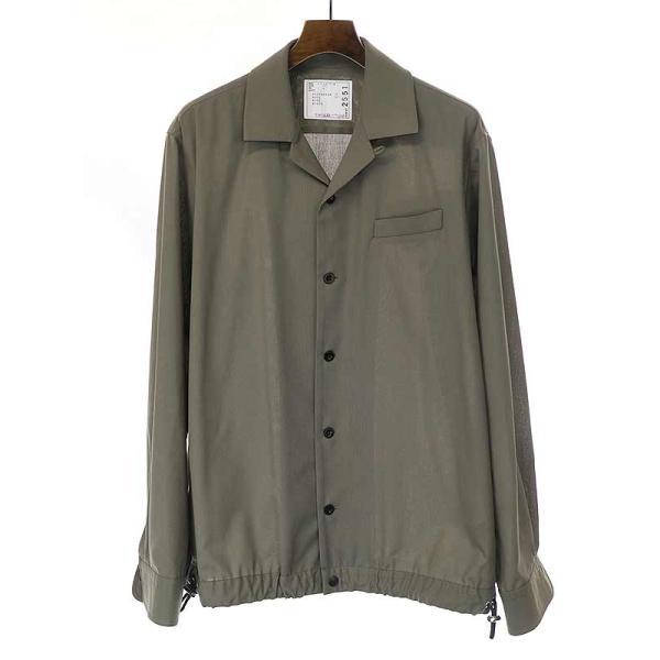 sacai サカイ 21AW ドローストリング ウールオープンカラーシャツ