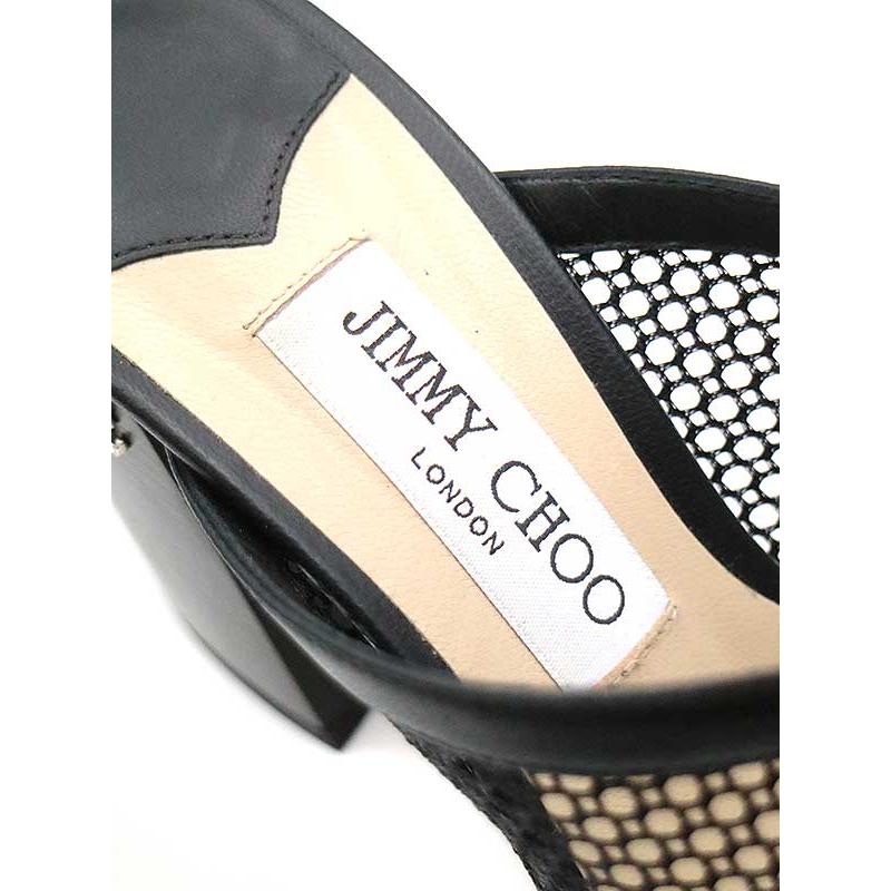 JIMMY CHOO ジミー チュウ Joud 85 レザーメッシュサンダル ブラック
