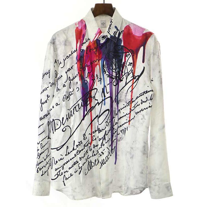 ベルルッティ berluti カリグラフィ 開襟 シルクシャツ-