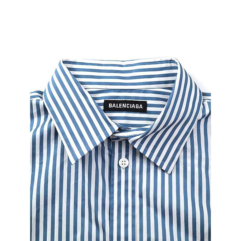 BALENCIAGA バレンシアガ 20AW B刺繍オーバーサイズストライプシャツ