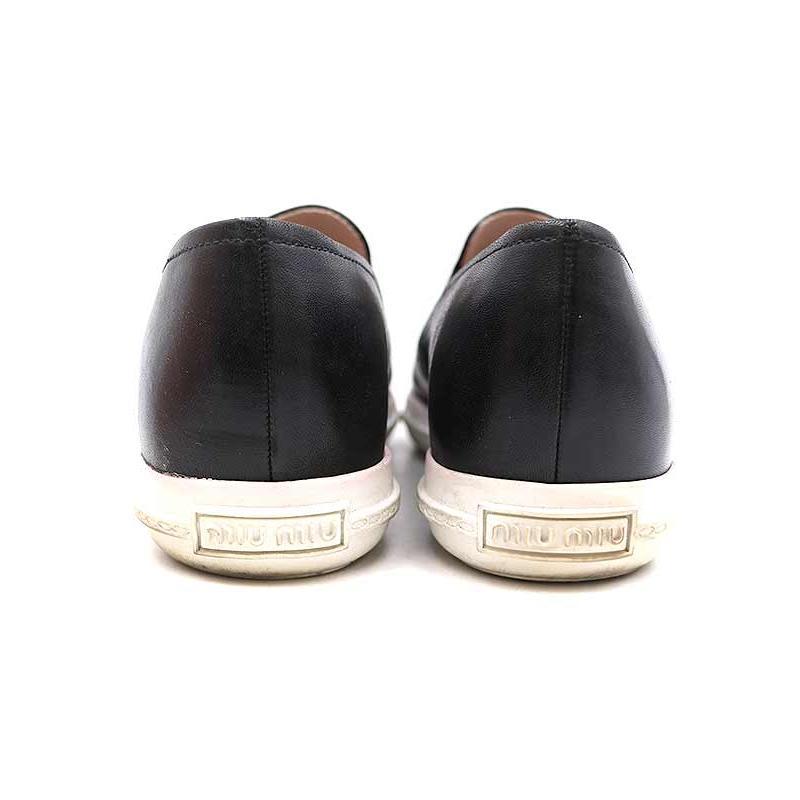 miu miu ミュウミュウ メタルトゥレザースリッポンスニーカー ブラック