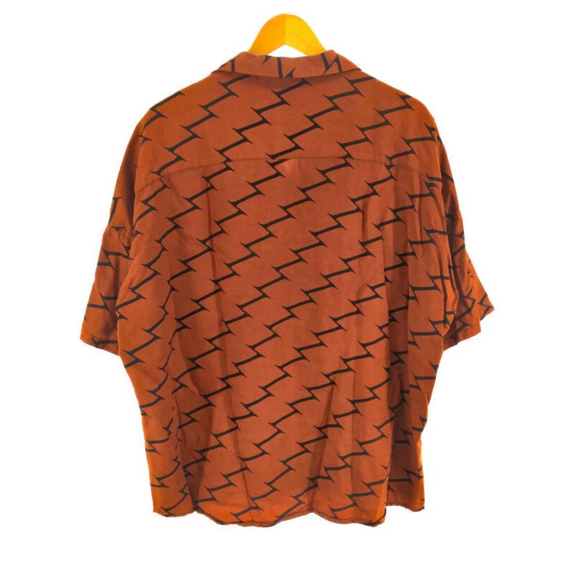 SHAREEF シャリーフ STRIPE S/S BIG SHIRTS 総柄オープンカラーシャツ オレンジ サイズ:2 メンズ  :1-240001083491:MODESCAPE !ショップ 通販 