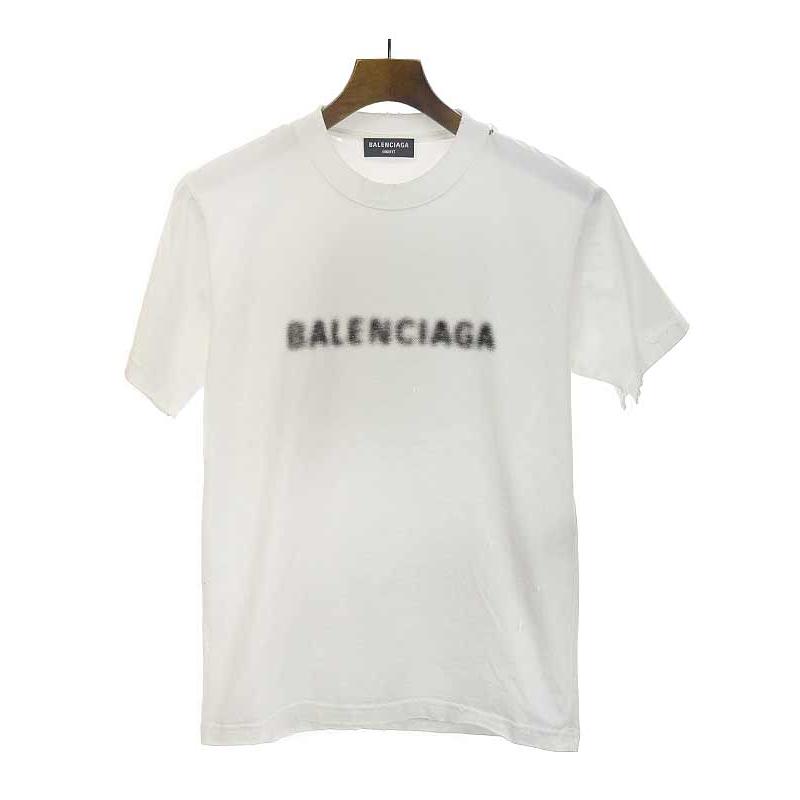 BALENCIAGA バレンシアガ 21AW ダメージクラッシュ加工モザイクロゴプリントTシャツ ホワイト サイズ:XS レディース  :1-240001083742:MODESCAPE Yahoo!ショップ - 通販 - Yahoo!ショッピング