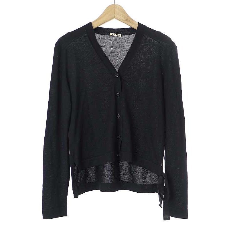 miu miu ミュウミュウ 2015 リボン装飾ウールシルクニットカーディガン