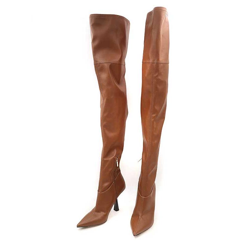 JIMMY CHOO ジミー チュウ ロングニーハイヒールレザーブーツ ブラウン