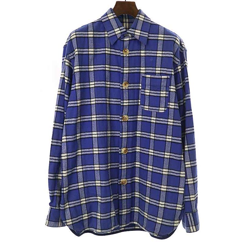 MARNI マルニ 19AW オーバーサイズフランネルチェックシャツ ブルー