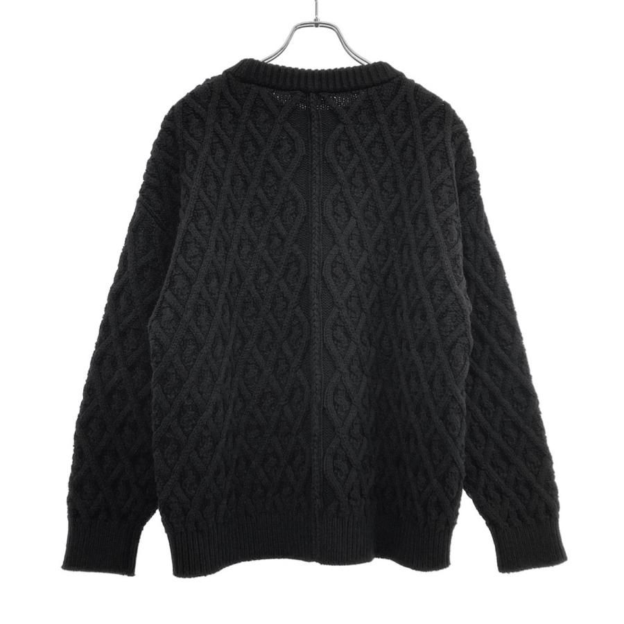 AURALEE オーラリー HARD TWIST MERINO ARAN KNIT P/O ハンドツイストアランニットプルオーバー A9AP01FM ブラック 4 AURALEE（オーラリー） HARD TWIST MERINO ARAN KNIT P/O ハンド