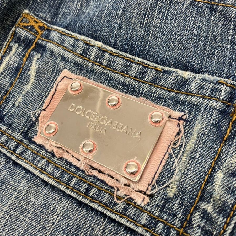 DOLCE&GABBANA 14CLASSIC ストレートデニム48 DOLCE&GABBANA ドルチェ＆ガッバーナ 14CLASSIC ダメージ加工ロゴ