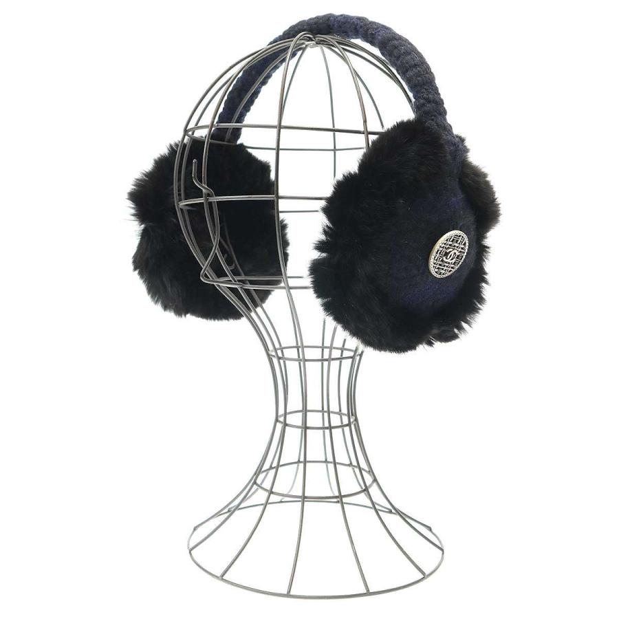 CHANEL シャネル イヤーマフ 耳当て ファー マフラー ツイード ラビット CHANEL シャネル イヤーマフ 耳当て ファー マフラー ツイード