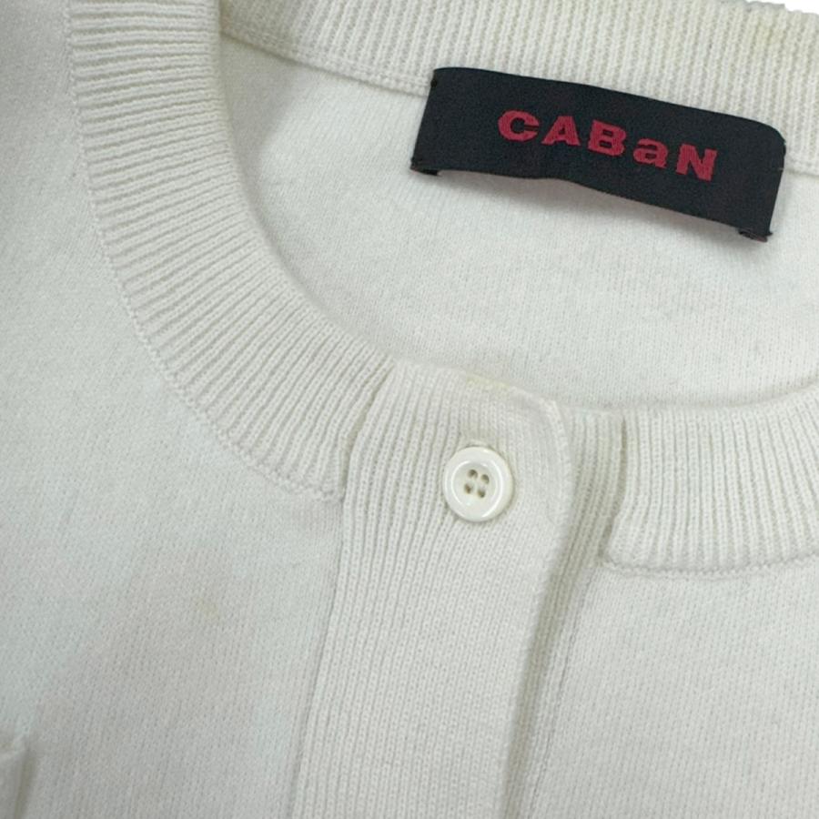 CABaN キャバン コットンカシミヤクルーネックカーディガン 白 CABaN（キャバン） カーディガン コットンカシミヤ クルーネック