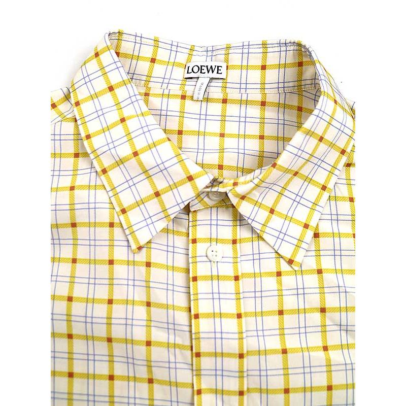 美品】LOEWE ロエベ 22SS アナグラムスタンプシルク混チェックシャツ