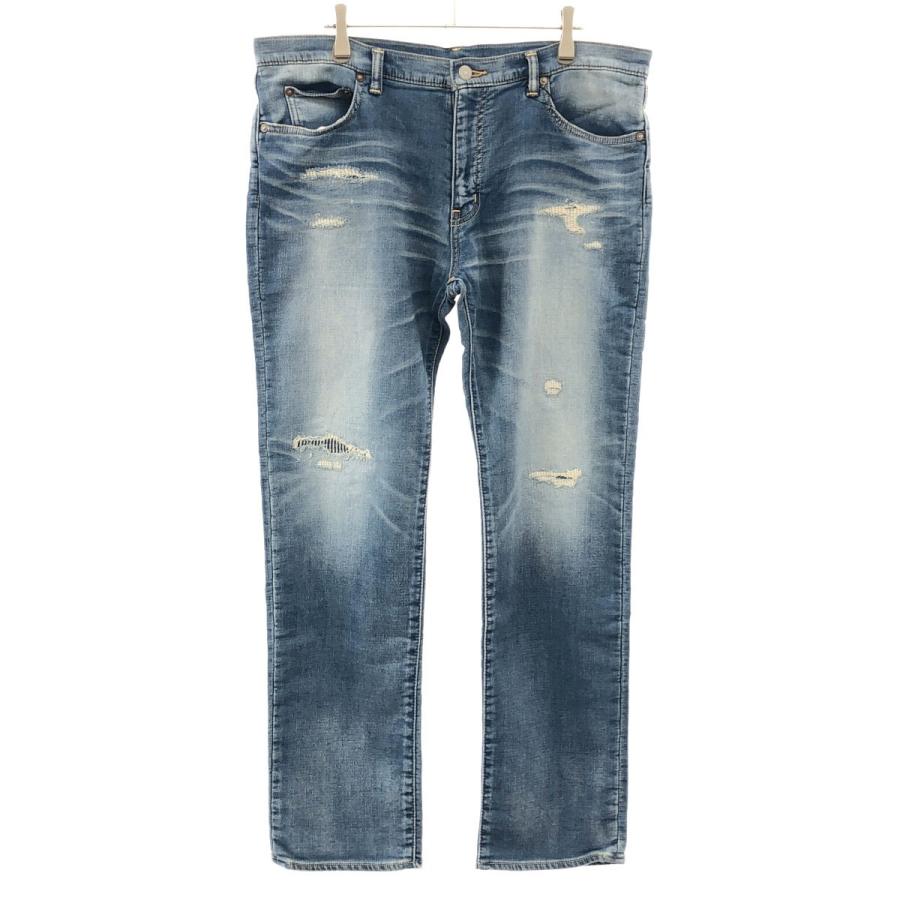Ron Herman California ロンハーマン カルフォルニア FAKE KNIT STRAIGHT PANTS スウェットデニムパンツ 2520600134 ブルー L Ron Herman California ロンハーマン カルフォルニア FAKE KNIT