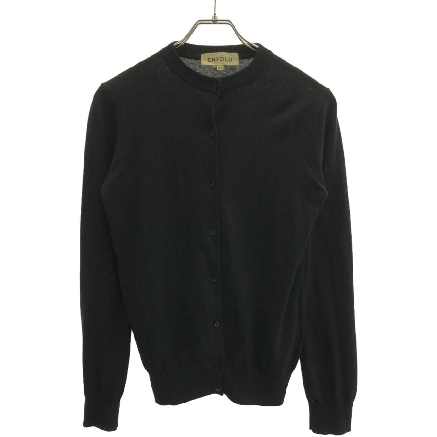 ENFOLDエンフォルドカーディガンシルクコットンブラック黒色38