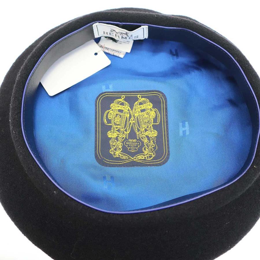【未使用】正規品 エルメス ベレー帽 サントノーレ 57 マリン シルク100% HERMES（エルメス） サントノーレ ウールベレー帽 ブラック