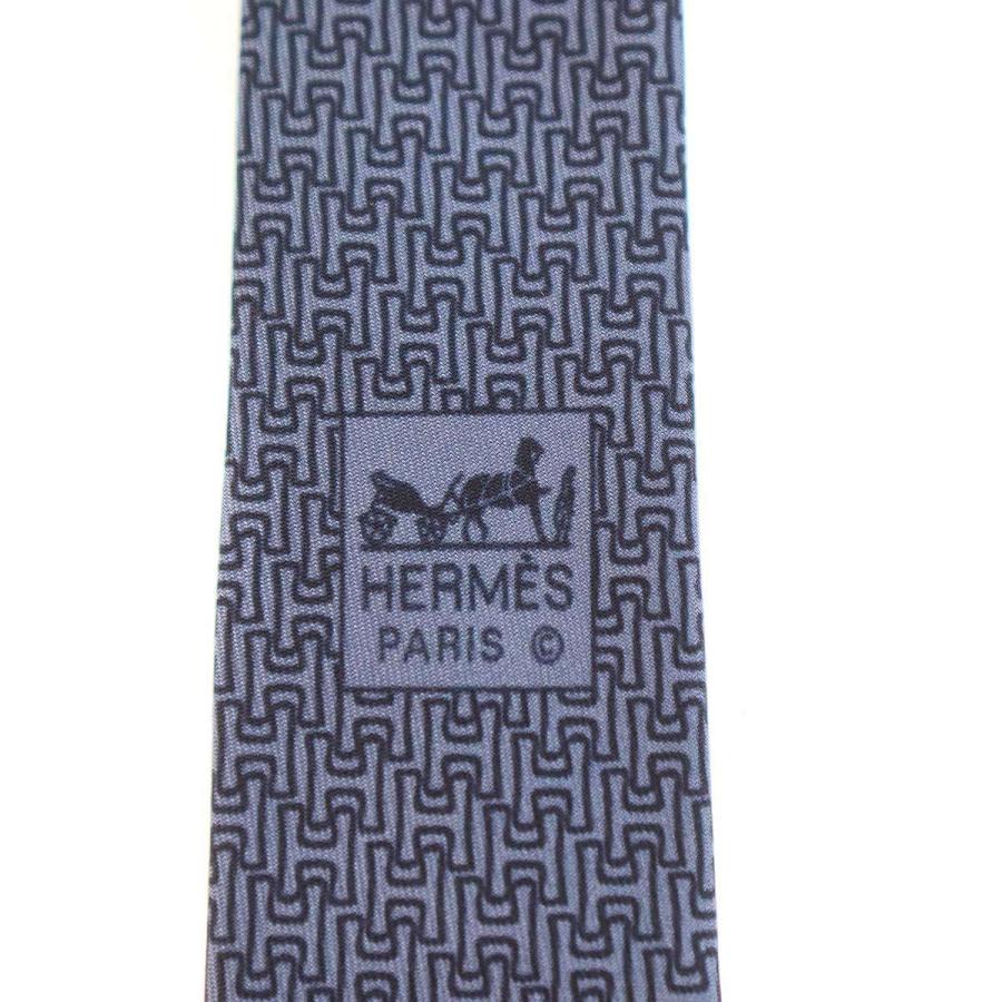 ヘルメス（サントリー） HERMES エルメス H柄 シルクネクタイ ブルー