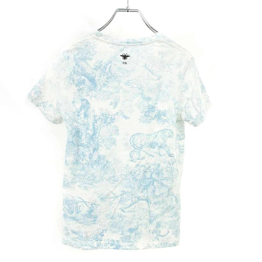 Christian Dior クリスチャンディオール トワル ドゥ ジュイ ソヴァージュ モチーフ ディオリビエラ Tシャツ 443T09A4498 ホワイト ブルー XS IT19B73I3MEWの画像