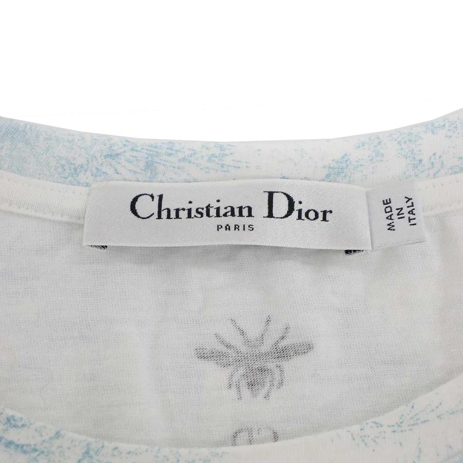 Christian Dior クリスチャンディオール トワル ドゥ ジュイ ソヴァージュ モチーフ ディオリビエラ Tシャツ 443T09A4498 ホワイト ブルー XS IT19B73I3MEWの画像
