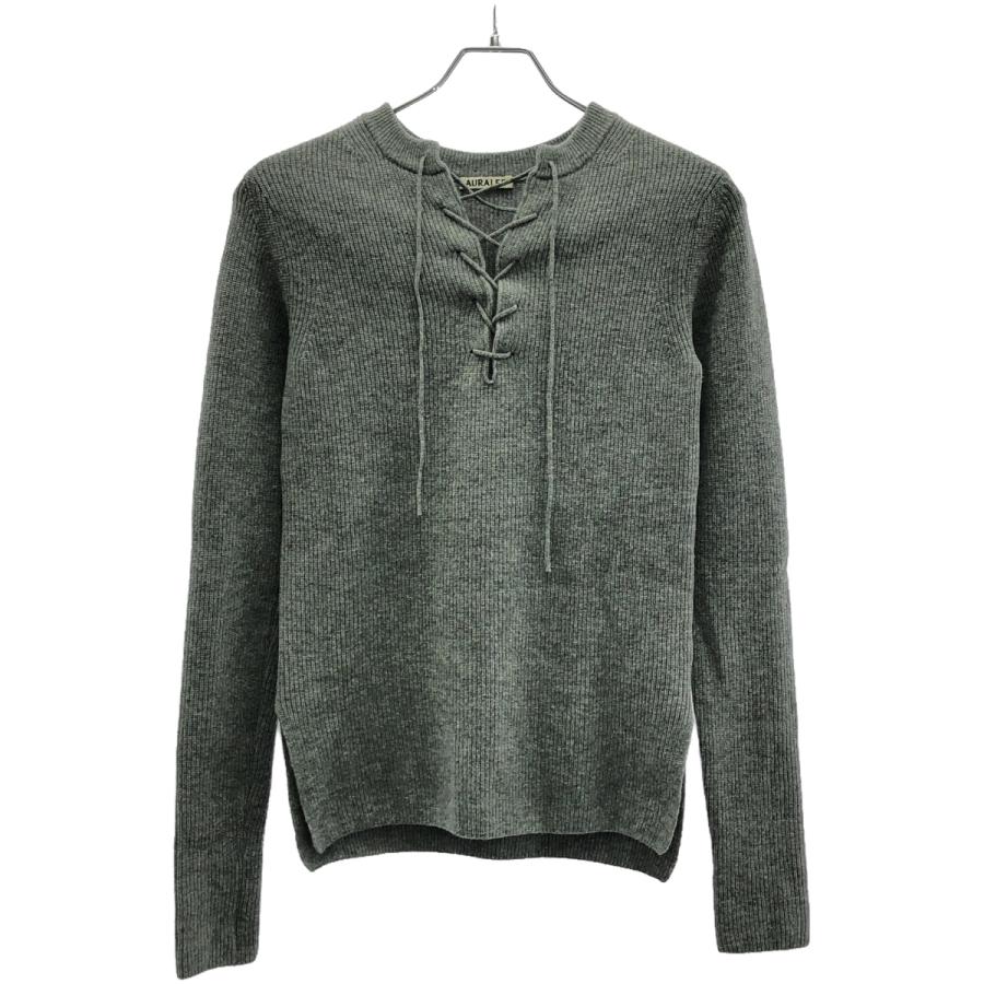 AURALEE（オーラリー） 16AW 14.5μ WOOL RIB KNIT LACE-UP P/O レース