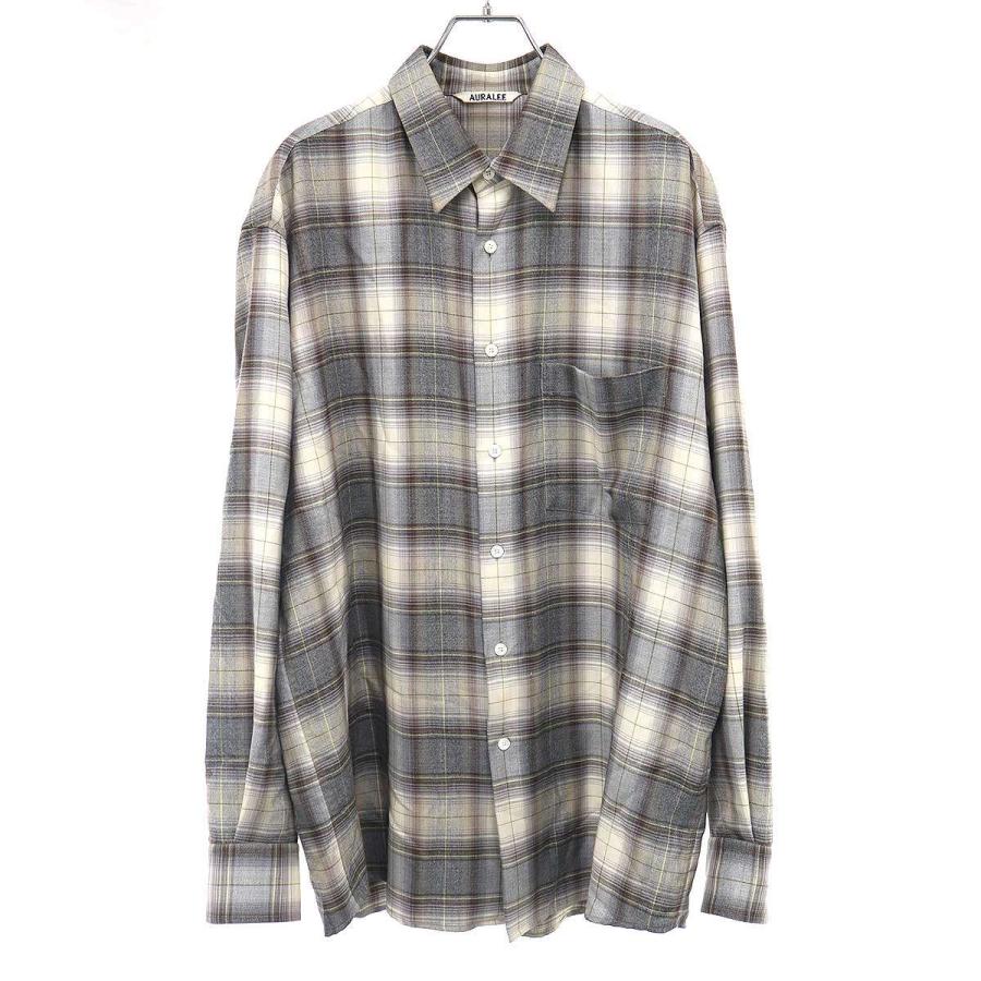AURALEE（オーラリー） 22AW SUPER LIGHT WOOL CHECK SHIRTS ウール