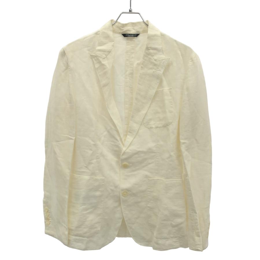 DOLCE&GABBANA ドルチェ＆ガッバーナ リネンテーラードジャケット G2CY8T/FQ4AK ホワイト 44 DOLCE&GABBANA（ドルチェ & ガッバーナ） リネンテーラードジャケット