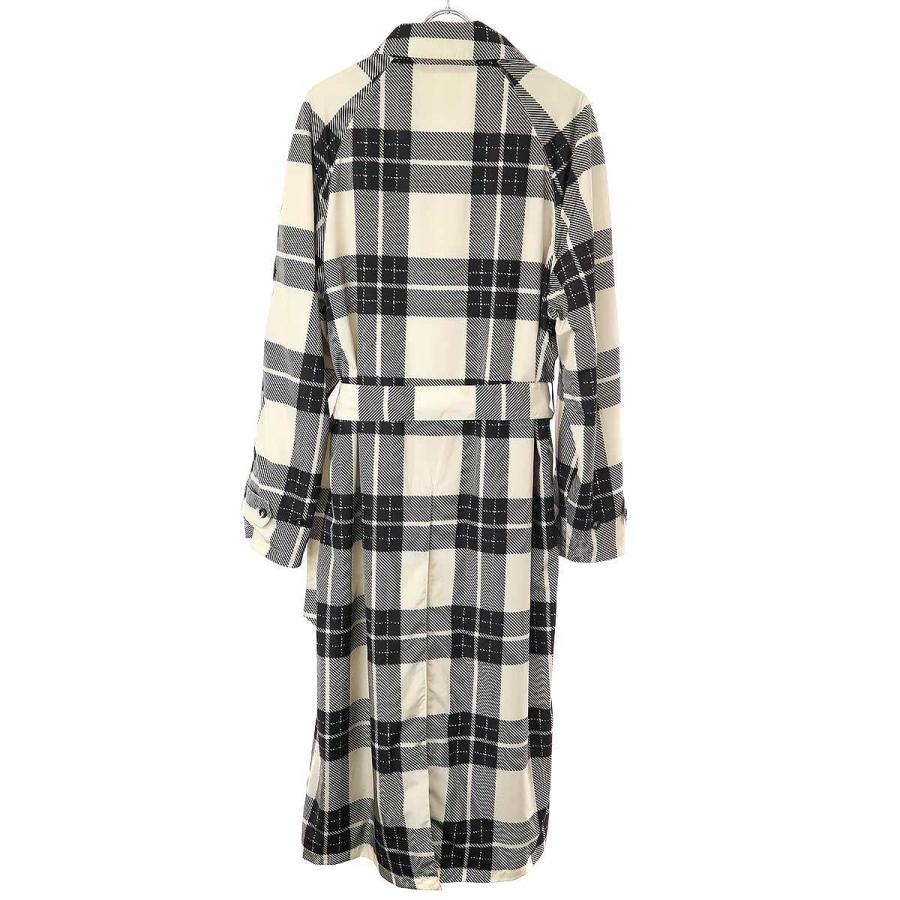 MARNI マルニ 20AW ポリエステルチェックバルカラーベルテッドコート TUMU0062U0 ブラック アイボリー 48 MARNI（マルニ） 20AW ポリエステルチェックバルカラーベルテッド