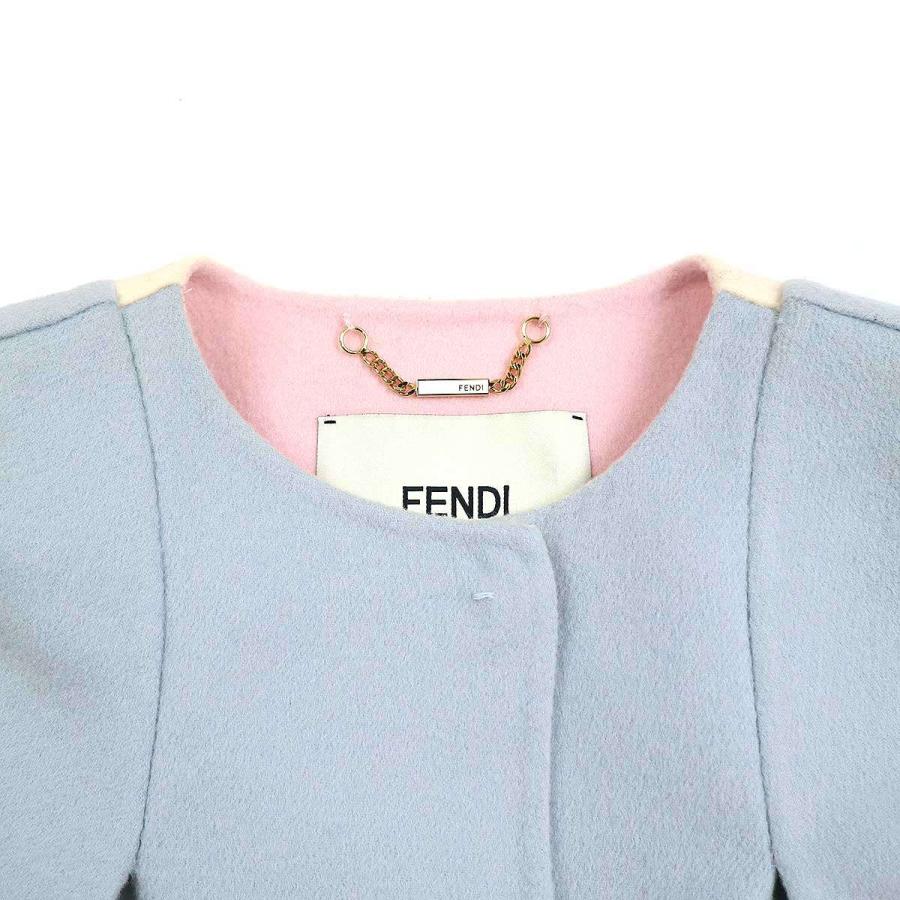 FENDI フェンディ レザーポケットダブルフェイスケープコート サックス