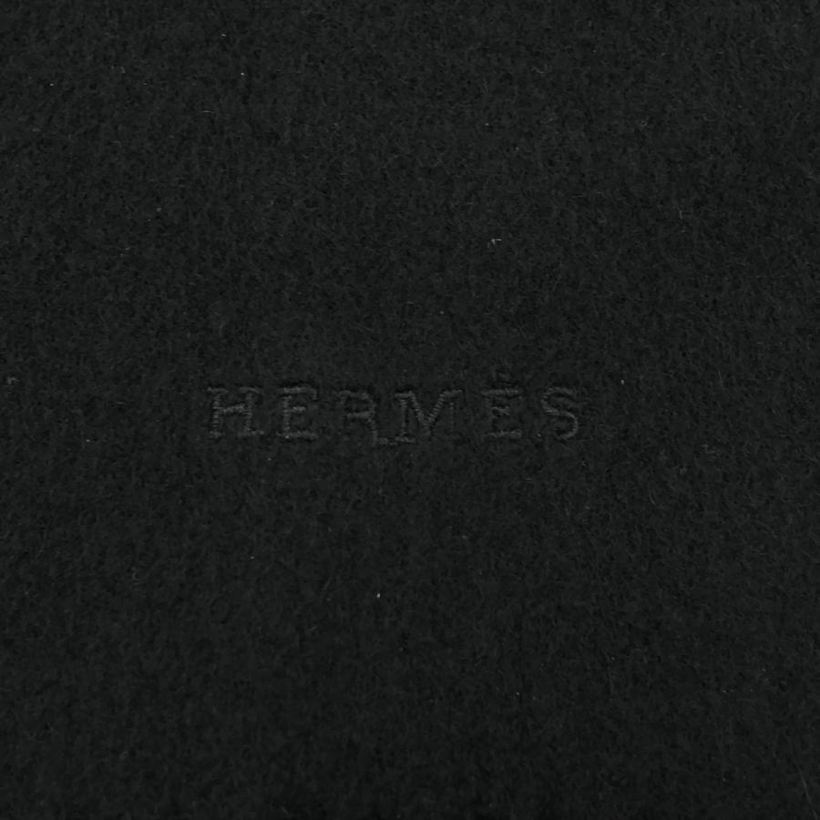 HERMES（エルメス） カシミヤフリンジマフラー ブラック IT2CKN9N9MII