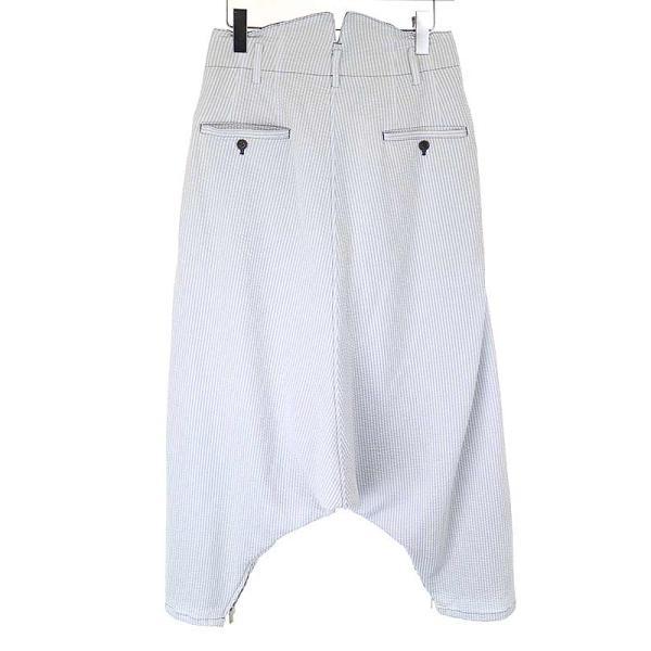 18ss 美品■sulvam■シアサッカー ボンテージ パンツ サルエル調 M sulvam（サルバム） 18SS シアサッカーストライプパンツ サックス