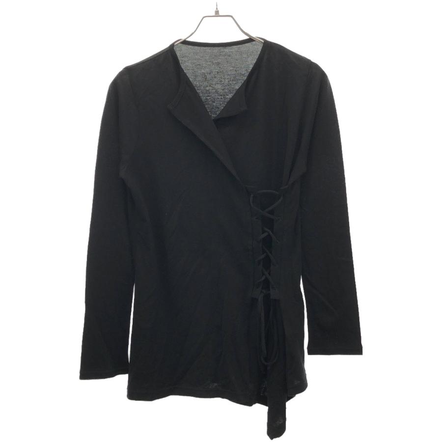 Yohji Yamamoto - Yohji Yamamoto FEMME ヨウジヤマモト ファム 20AW レースアップロングスリーブTシャツ FR-T05-071 ブラック 2 Yohji Yamamoto FEMME ヨウジヤマモト ファム 20AW レースアップ