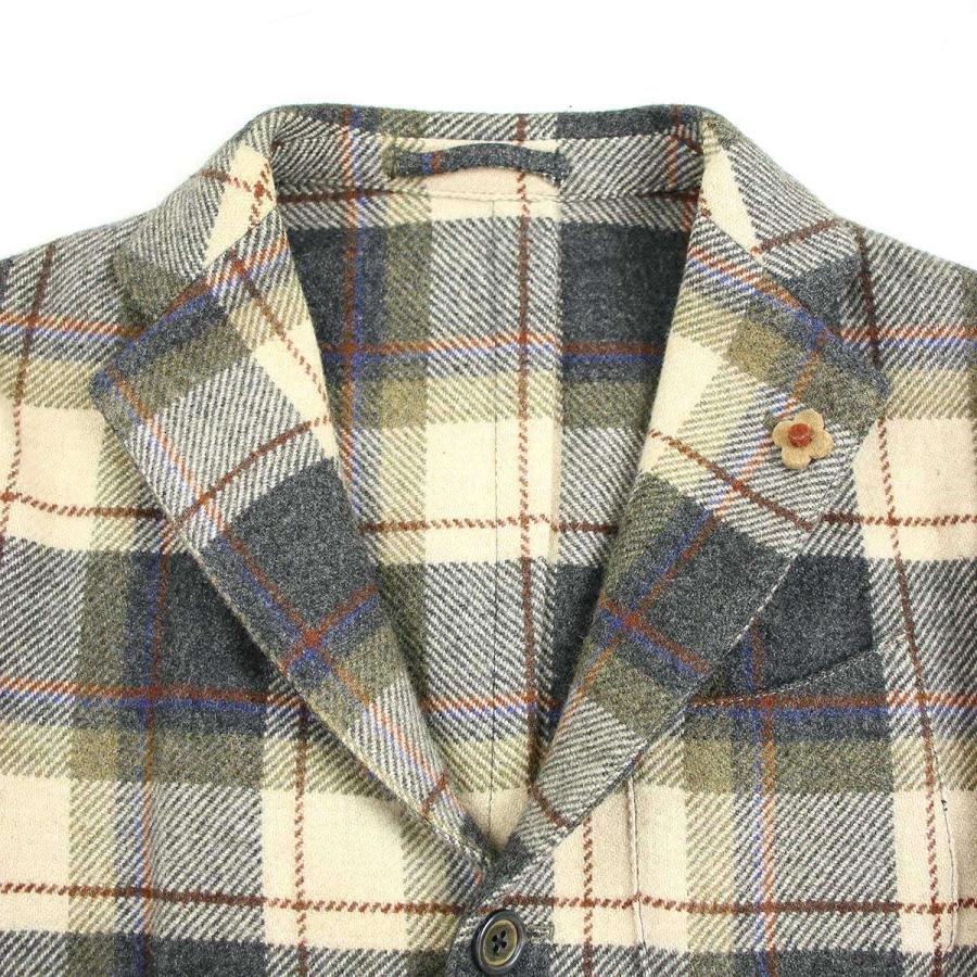 LARDINI ラルディーニ テーラードジャケット チェック ウール 44 LARDINI ラルディーニ ウールチェックテーラードジャケット