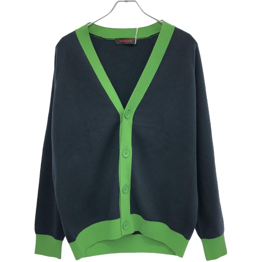 CABaN バイカラーVネックカーディガン ネイビー/グリーン CABaN バイカラーVネックカーディガン ネイビー/グリーン CABaN