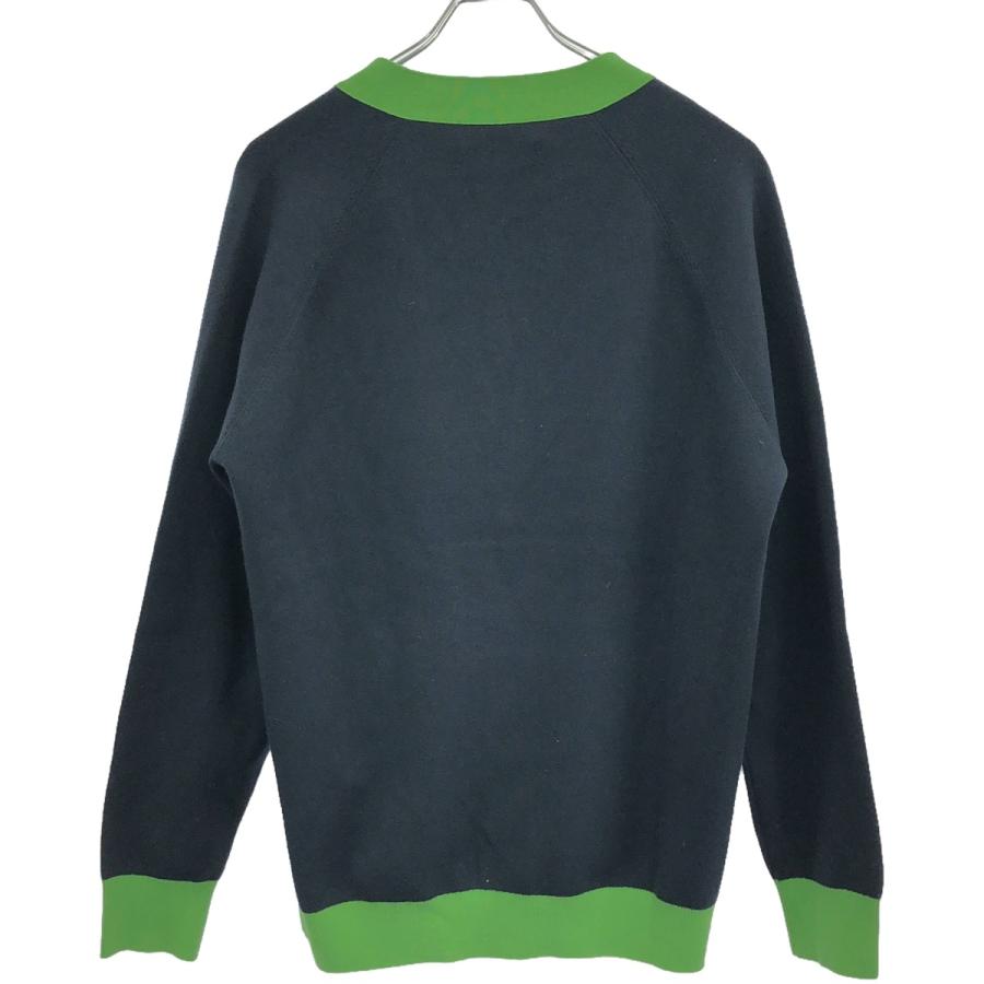CABaN バイカラーVネックカーディガン ネイビー/グリーン CABaN カーディガン コットンカシミヤ バイカラーVネック