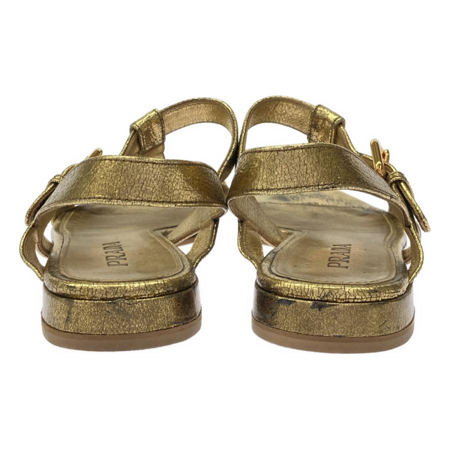 美品　PRADA プラダ　スタッズ付きゴールドサンダル　36 PRADA（プラダ） メタリックスタッズデザインサンダル ゴールド 36